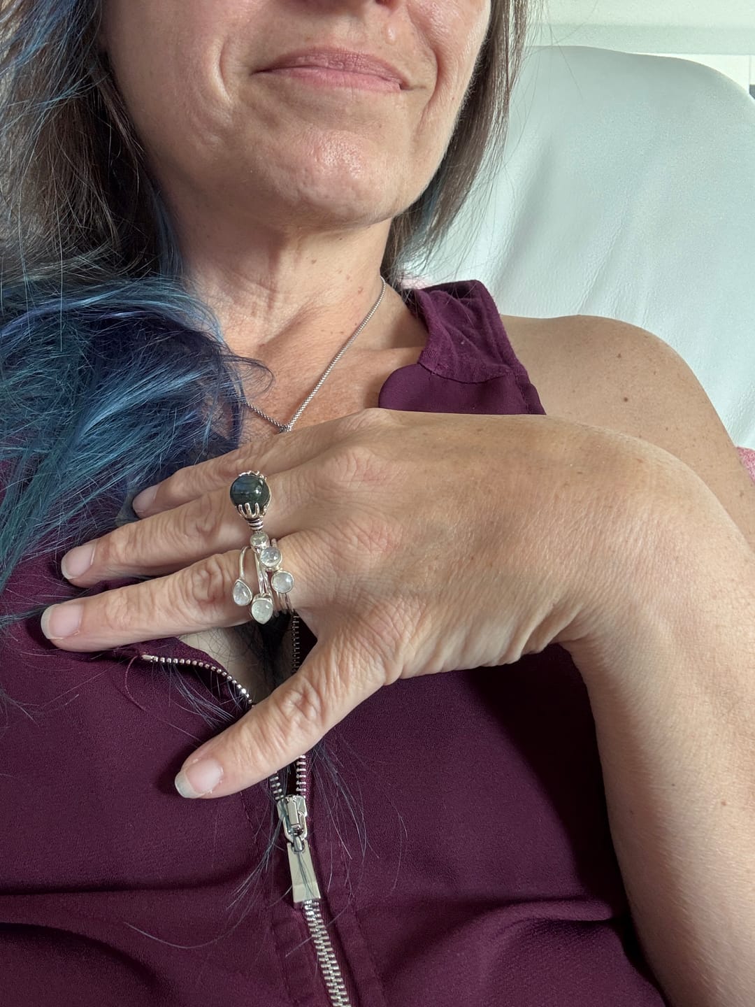 Customer photo review of Mystic Hand Labradorite Crystal Ball Ring