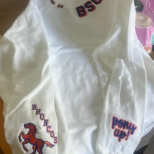 Customer photo review of Custom Vintage Embroidered Hand Distressed Crew Neck Sweatshirt