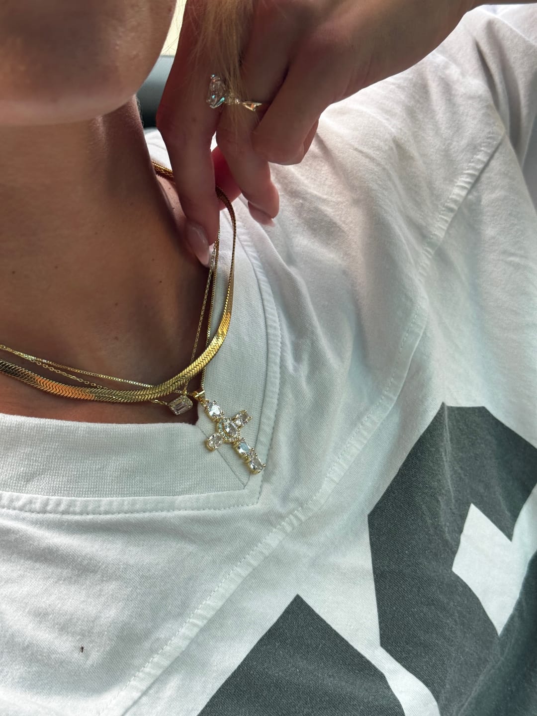 Customer photo review of Crystal Cross Necklace