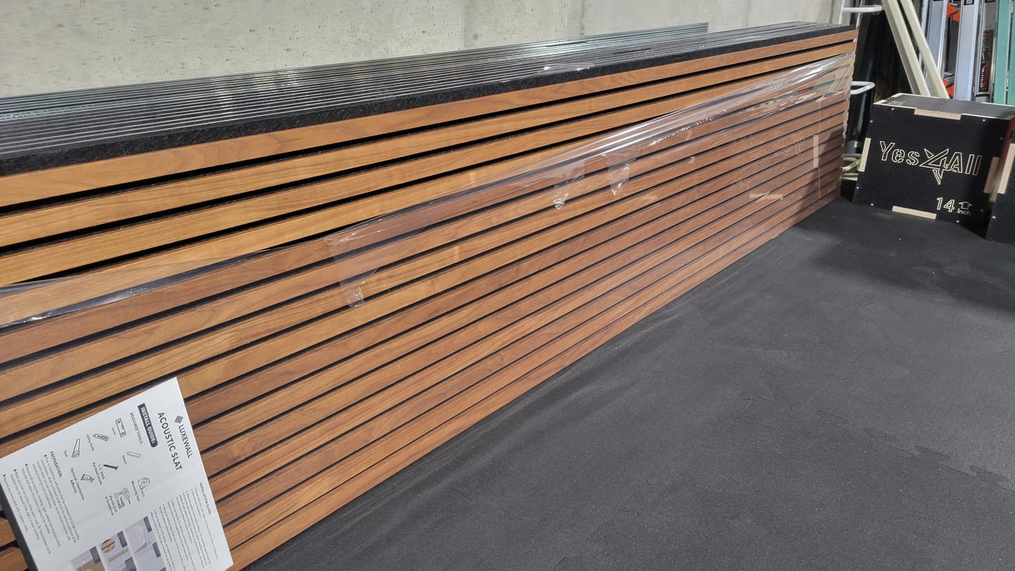 Customer photo review of Natural Walnut Acoustic Slat Panels 94.5" or 118" Length
