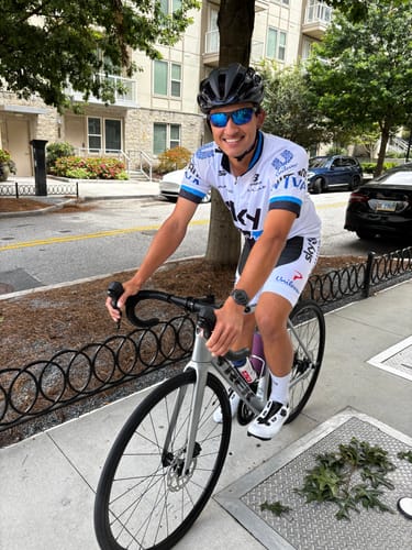 Customer photo review of white sky Retro Short Sleeve Cycling Kits