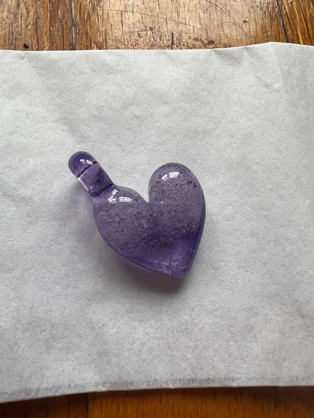 Customer photo review of Translucent Heart Pendant with Cremation Ashes