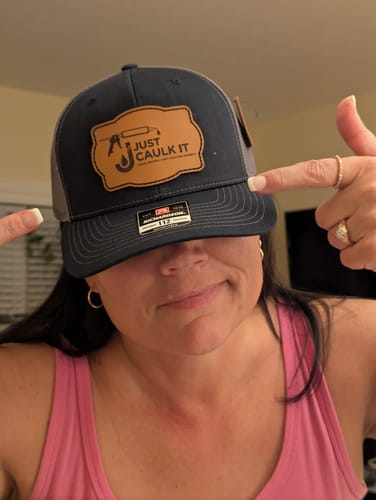 Customer photo review of Richardson 112 Genuine Leather Patch Hats Laser Engraved