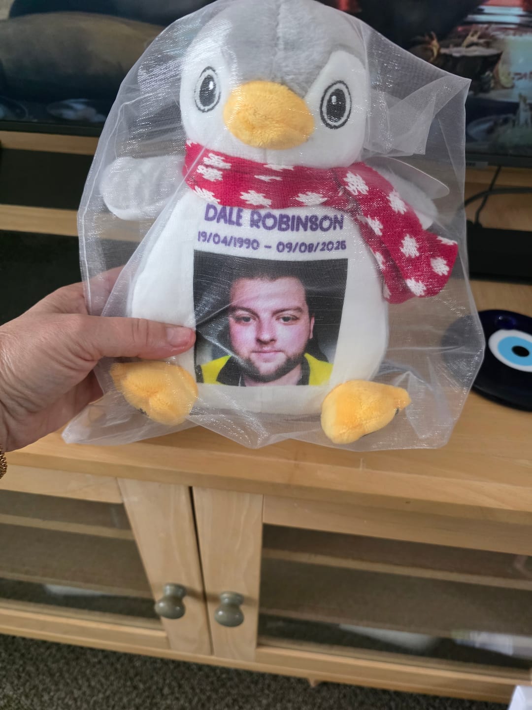 Customer photo review of Design a Personalised Penguin Teddy – Add Your Photo, Name or Message
