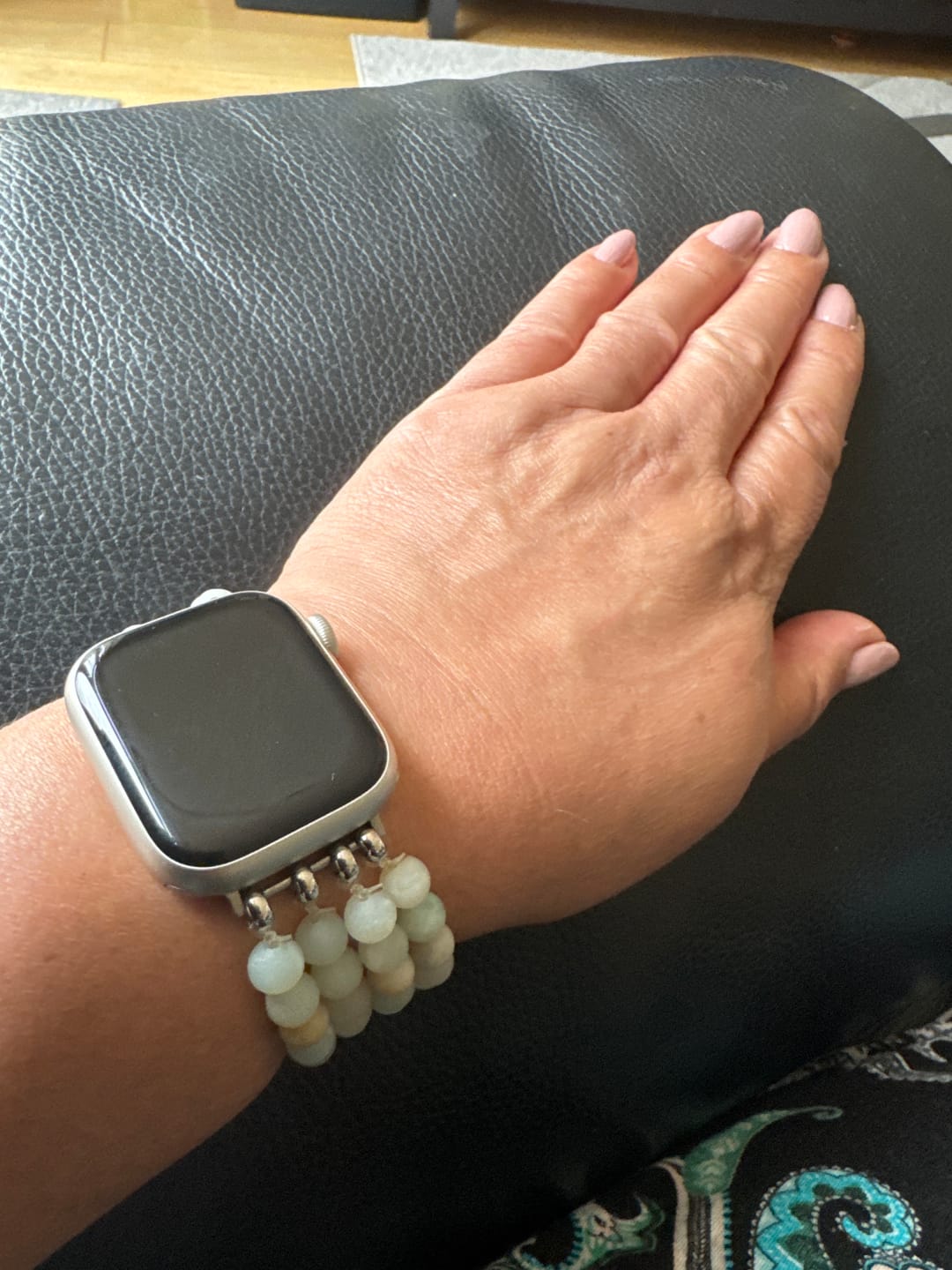 Customer photo review of Amazonite Jasper Stretch Apple Watch Strap