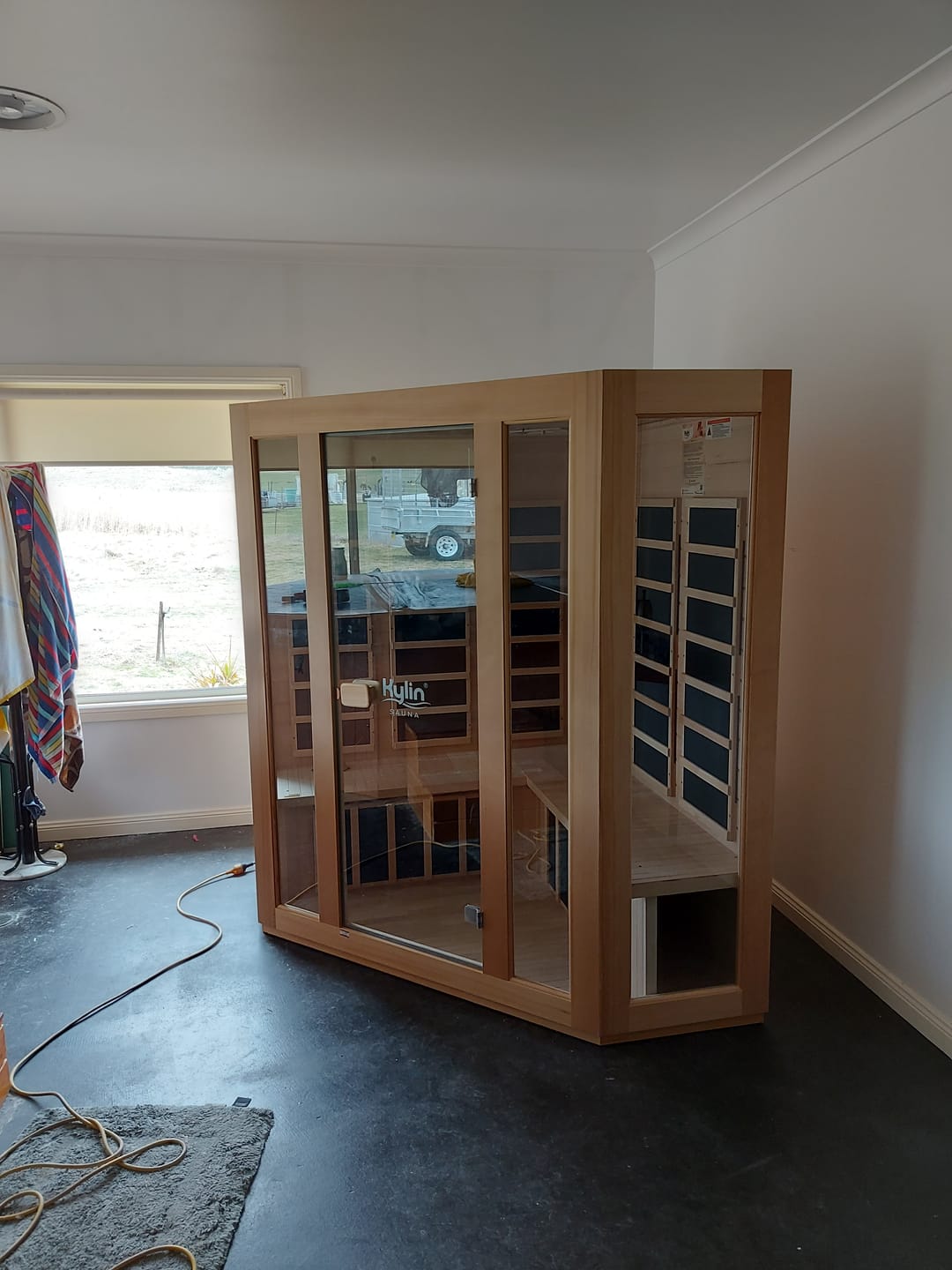 Customer photo review of Kylin Low EMF L-shaped Corner Carbon Far Infrared Sauna 4 person - K8401/033LV
