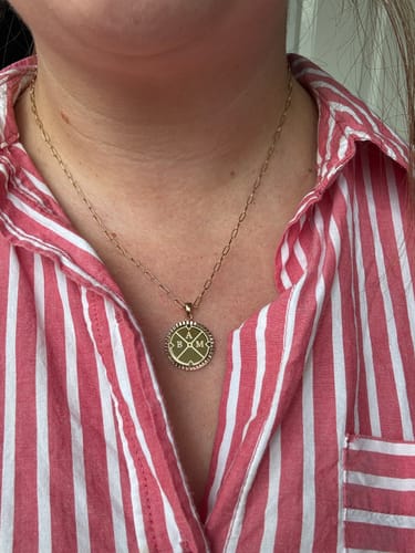 Customer photo review of Engravable Compass Necklace