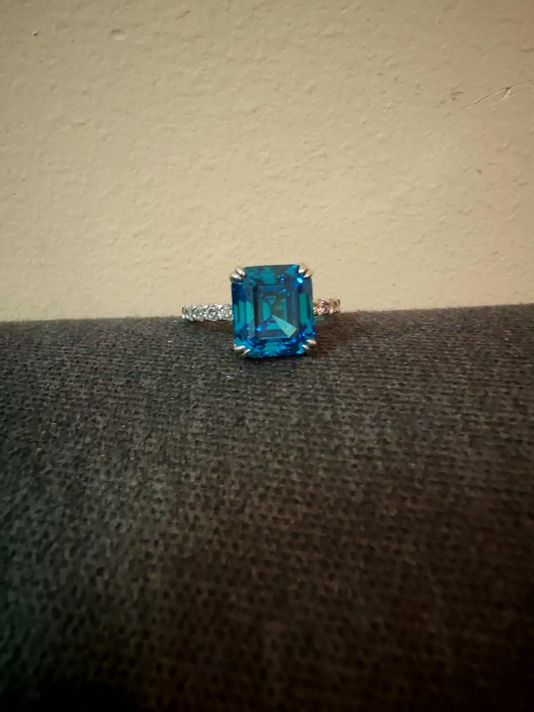 Customer photo review of S925 Honorable 4.5Ct Asscher Cut Engagement Ring Stackable Travel Ring For Women