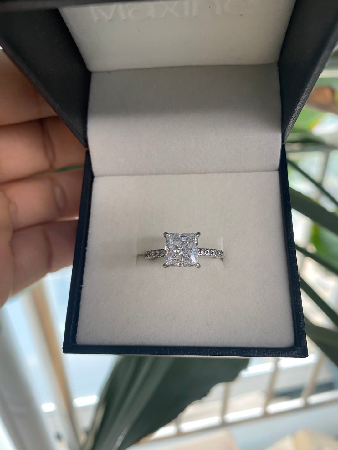 Customer photo review of S925 2 Ct Princess Cut Sparkle Square Engagement Ring For Women Everyday Wear In Sterling Silver
