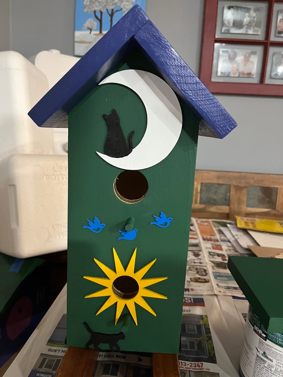 Customer photo review of Unfinished Wood Cat and Moon Silhouette Shape - Craft - up to 46"