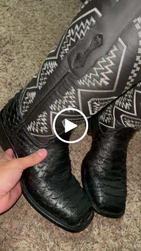 Customer video review of “Black Mamba” Python Leather Boots - Square Toe