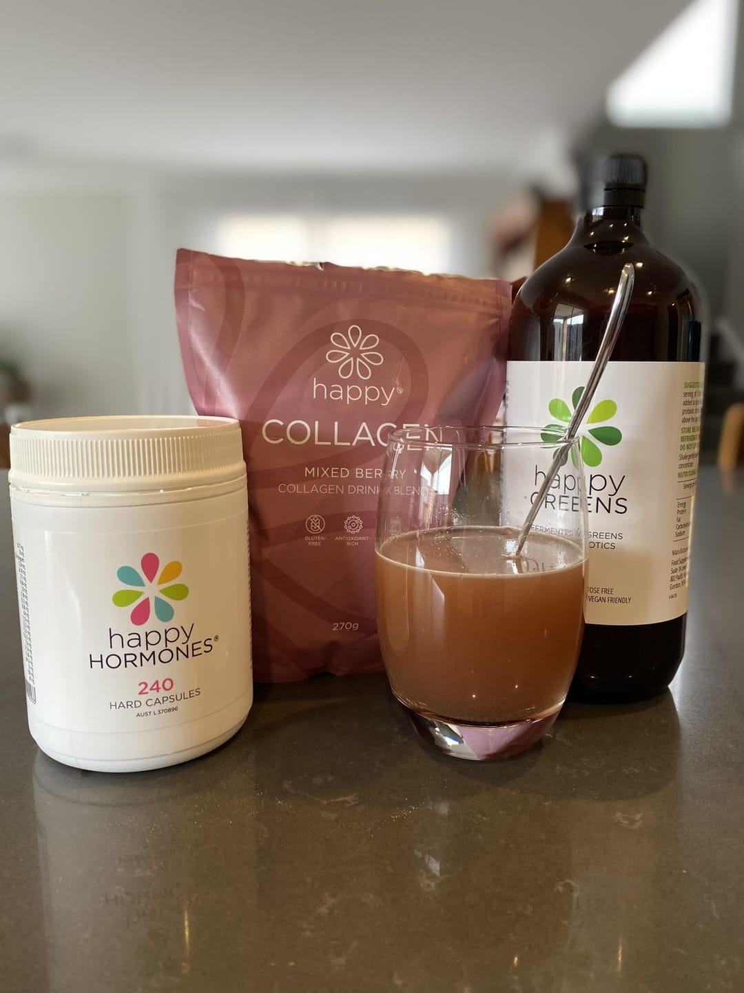 Customer photo review of Liquid Probiotics and Green Food Supplements - Happy Greens