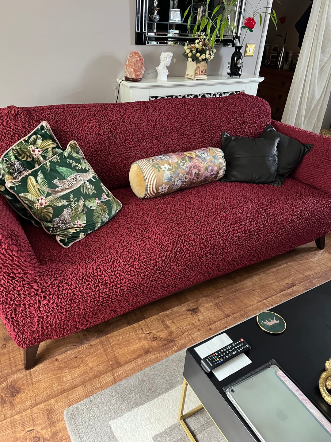 Customer photo review of 3 Seater Sofa Cover - Bordeaux, Microfibra
