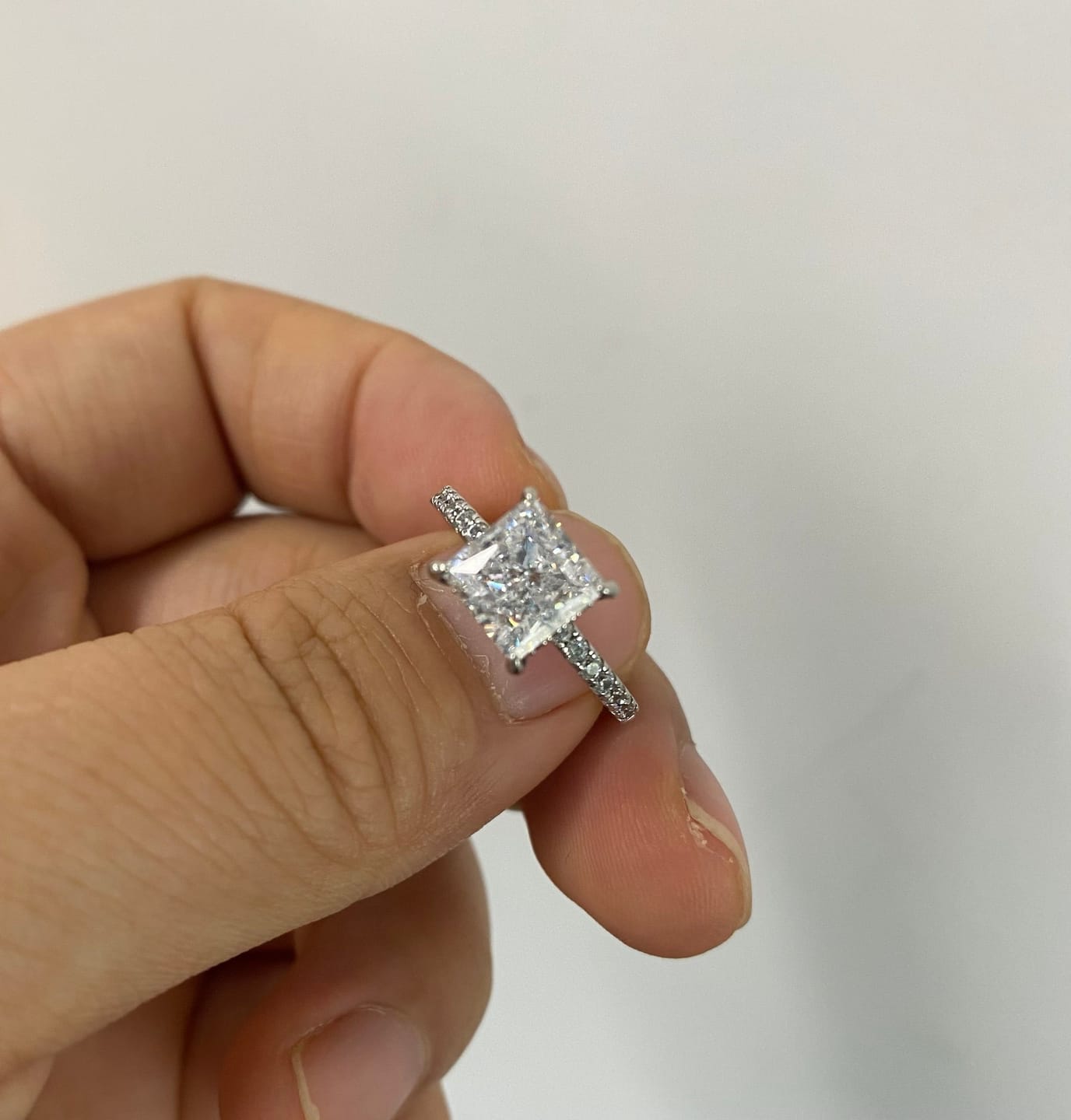 Customer photo review of S925 2 Ct Princess Cut Sparkle Square Engagement Ring For Women Everyday Wear In Sterling Silver