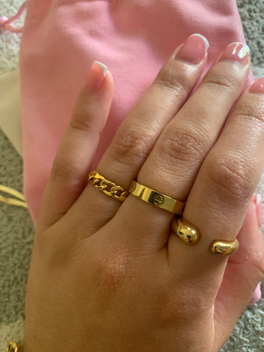 Customer photo review of 18K Gold-Filled Cuban Link Ring – Dainty Chain Ring for Women