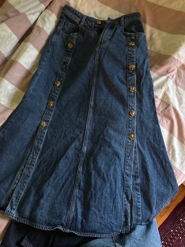 Customer photo review of Maxi A-Line Denim Skirt