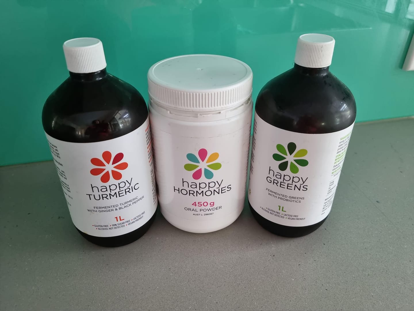 Customer photo review of Liquid Probiotics and Green Food Supplements - Happy Greens