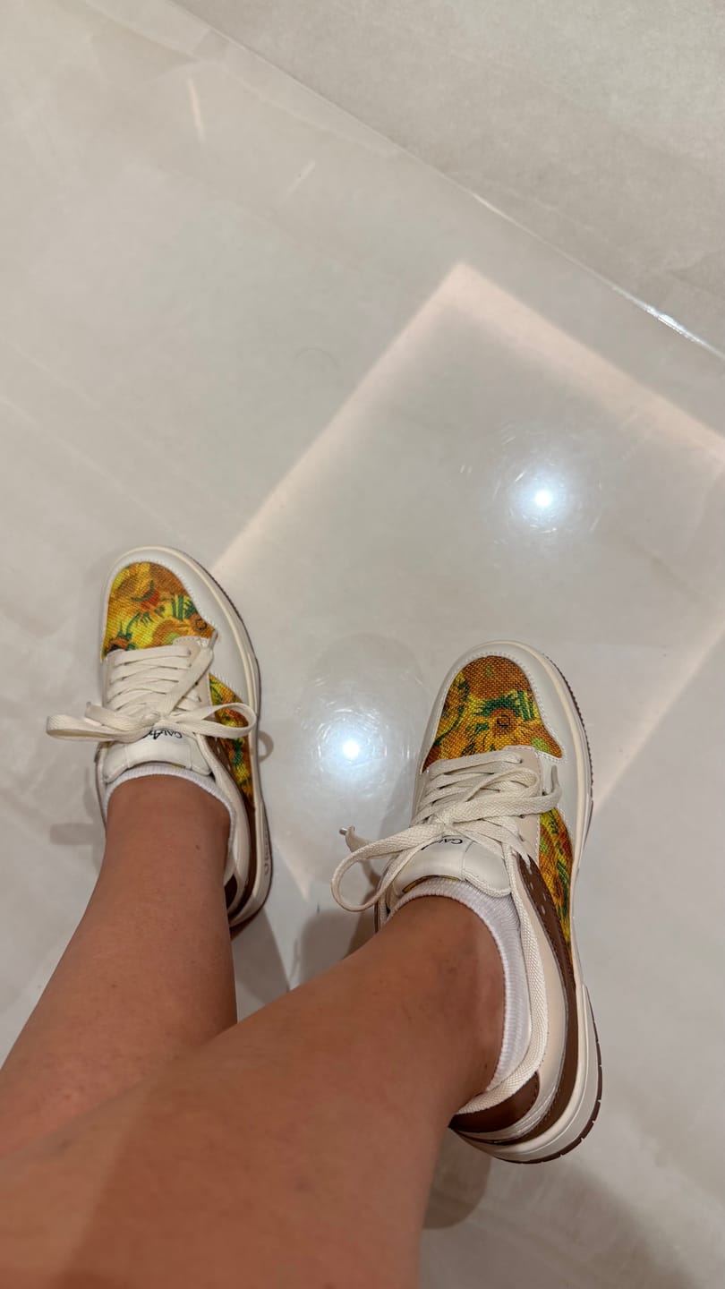 Customer photo review of Van Gogh Sunflowers inspired sneakers