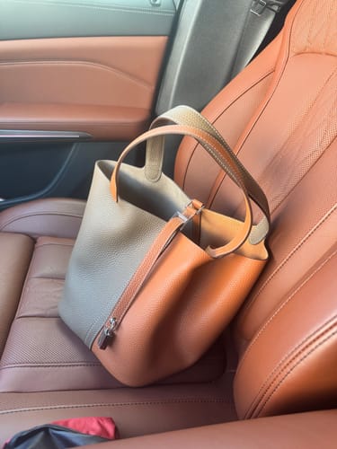 Customer photo review of HM PICOTIN LOCK 22 ORANGE AND ASH BROWN TOGO LEATHER