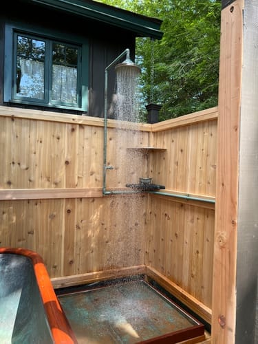 Customer photo review of Unlacquered Solid Copper Rain Shower Head, Large Round Handcrafted Vintage Showerhead, Works Outdoor