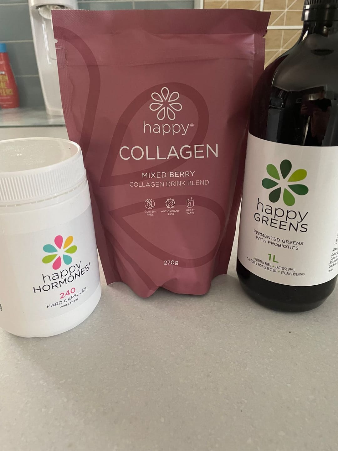Customer photo review of Liquid Probiotics and Green Food Supplements - Happy Greens