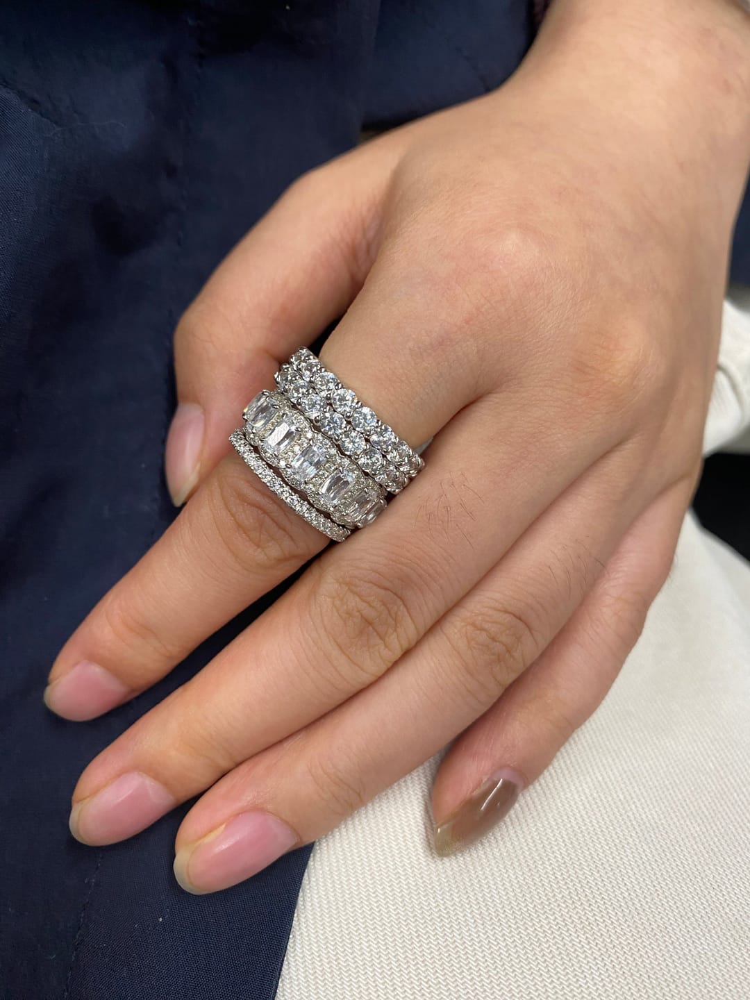 Customer photo review of S925 1.0Ct Cushion Cut 4PC Wedding Band Set Stackable Rings For Everyday Wear