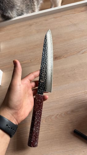 Customer photo review of Sakai Takayuki 33 Layer Nanairo Wa-Gyutou 210mm (8.2") w/ Brown Handle