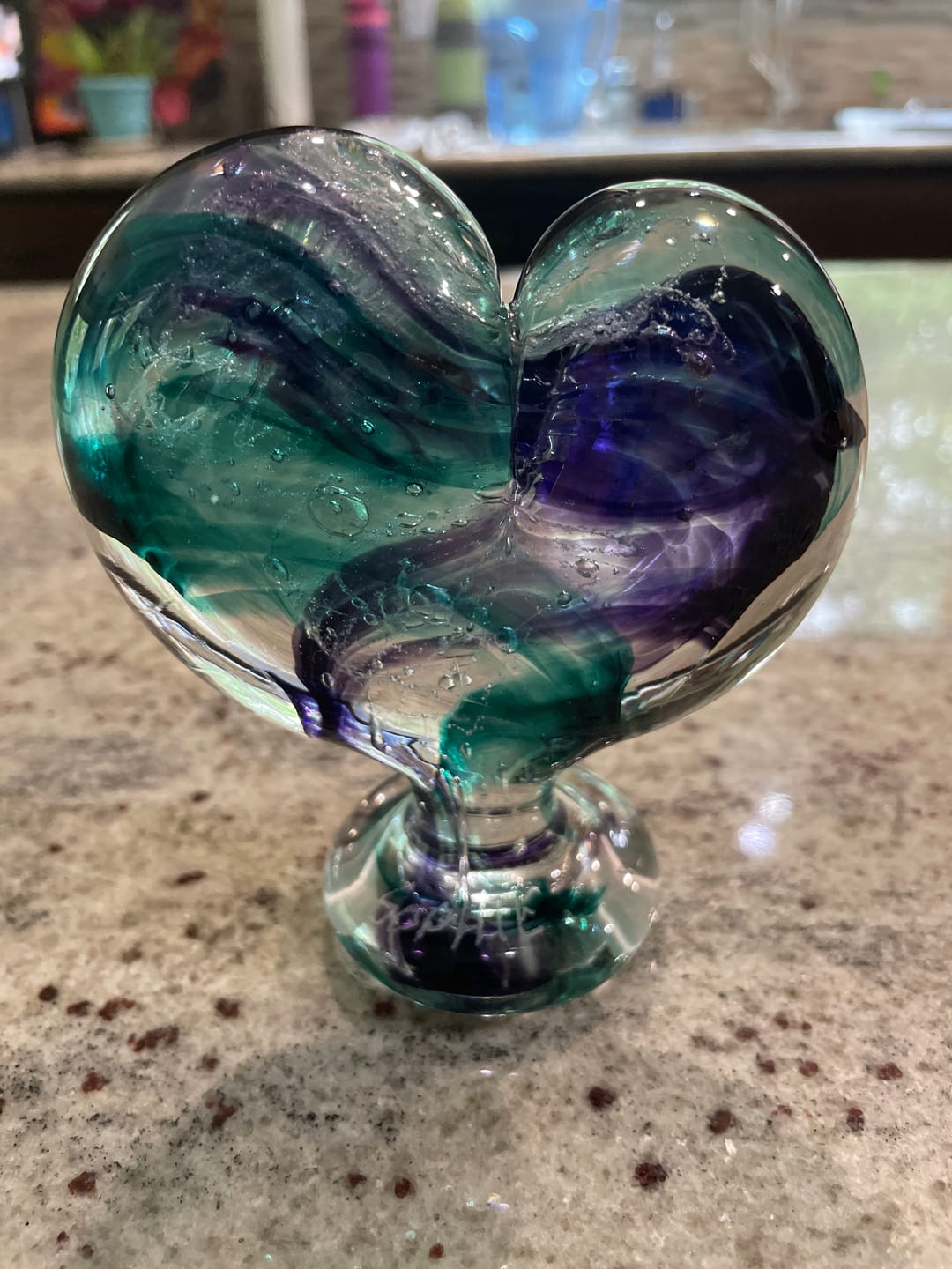 Customer photo review of Glass Heart with Cremation Ash - Standing