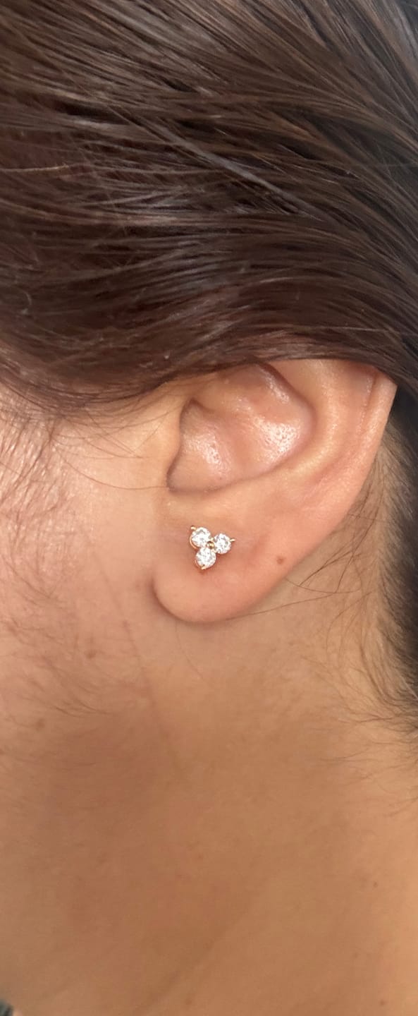 Customer photo review of Trinity Moissanite Sleep Stud Earrings