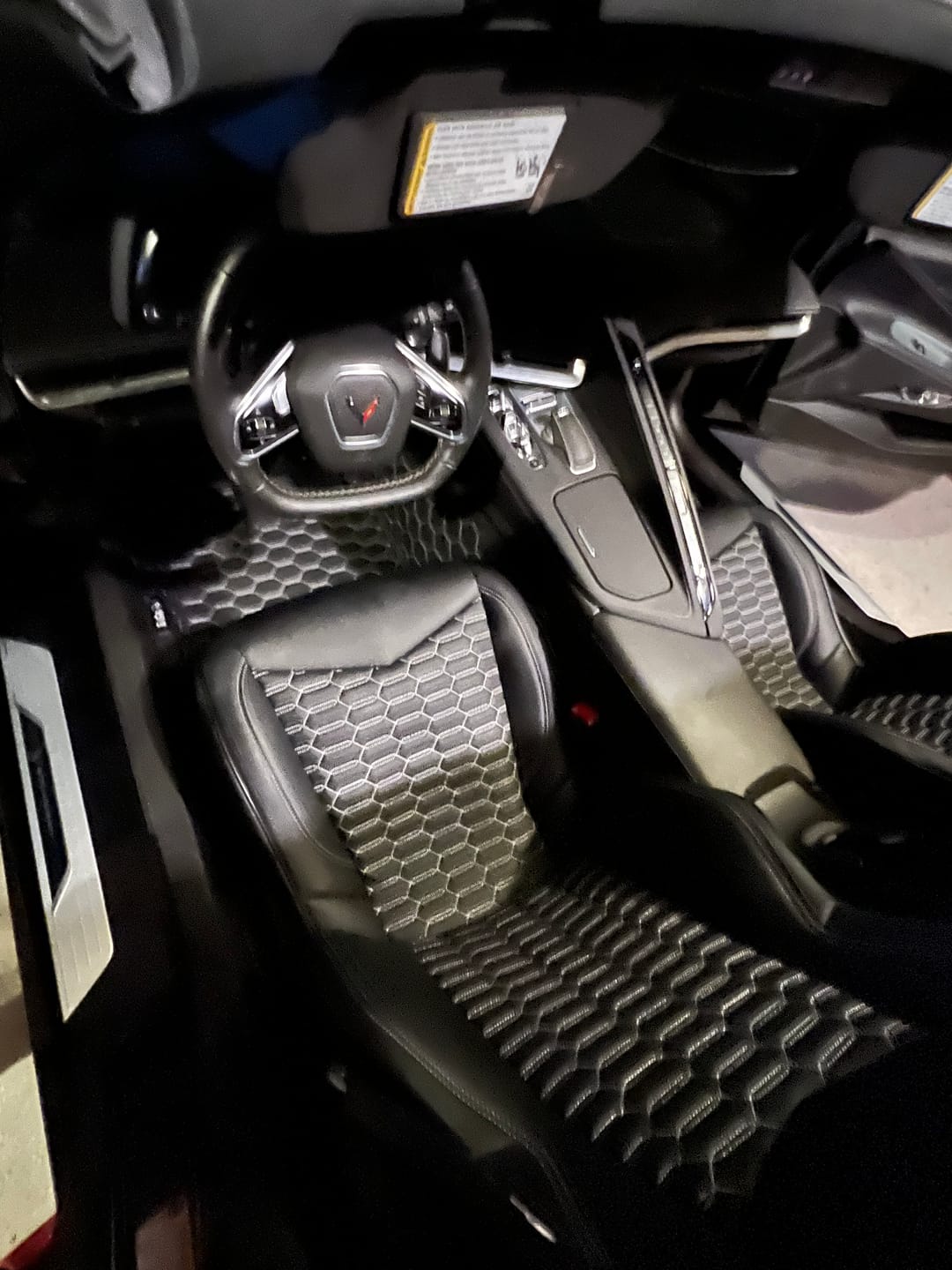 Customer photo review of Corvette C8 Honeycomb Leather Floor Mat