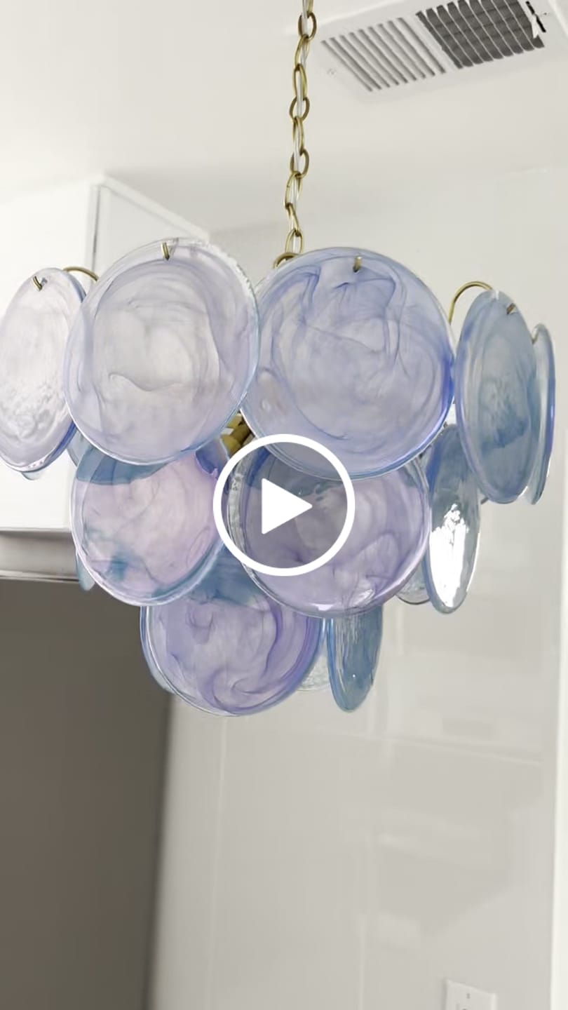 Customer video review of Glam Blue Iridescent Swirl Glass Round Tiered Chandelier