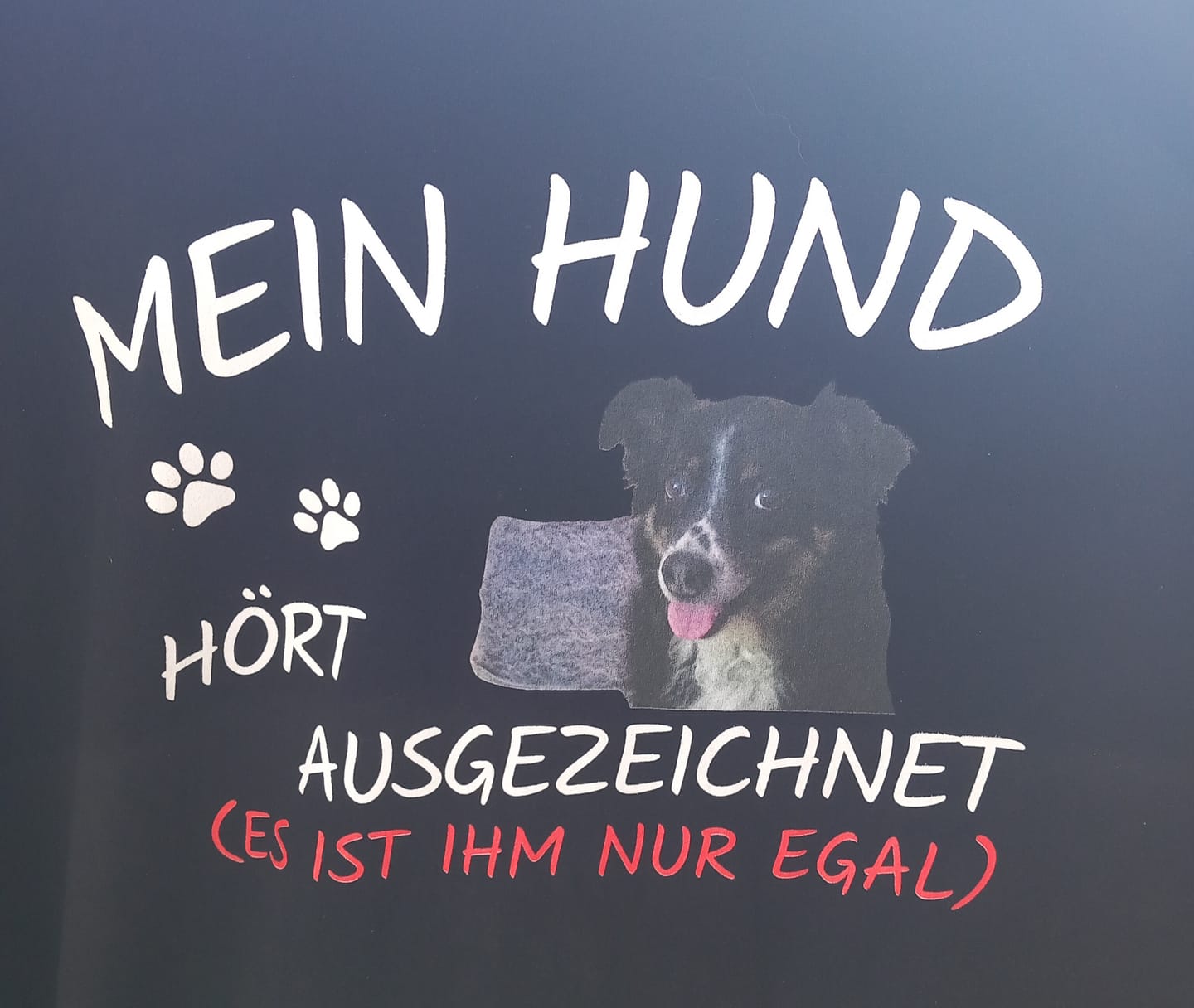 Customer photo review of Mein Hund hört ausgezeichnet - Personalisiertes Shirt