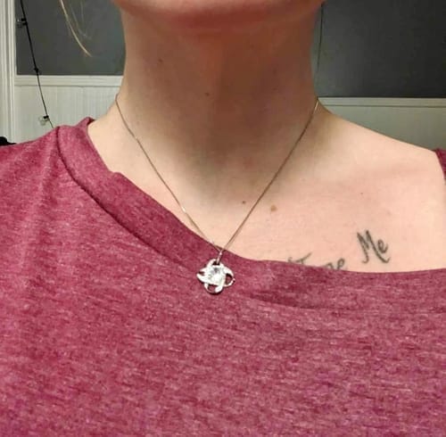 Customer photo review of To My Bonus Daughter - "My Family Forever" Love Knot Necklace Gift Set - BD06v2