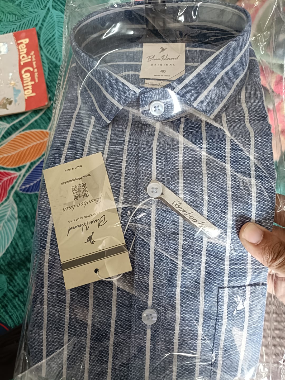 Customer photo review of Denim Blue & White Stripes -Full-Bamboo Linen