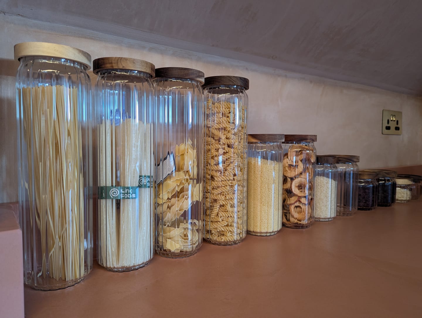 Customer photo review of Ribbed Acacia Glass Pantry Jars