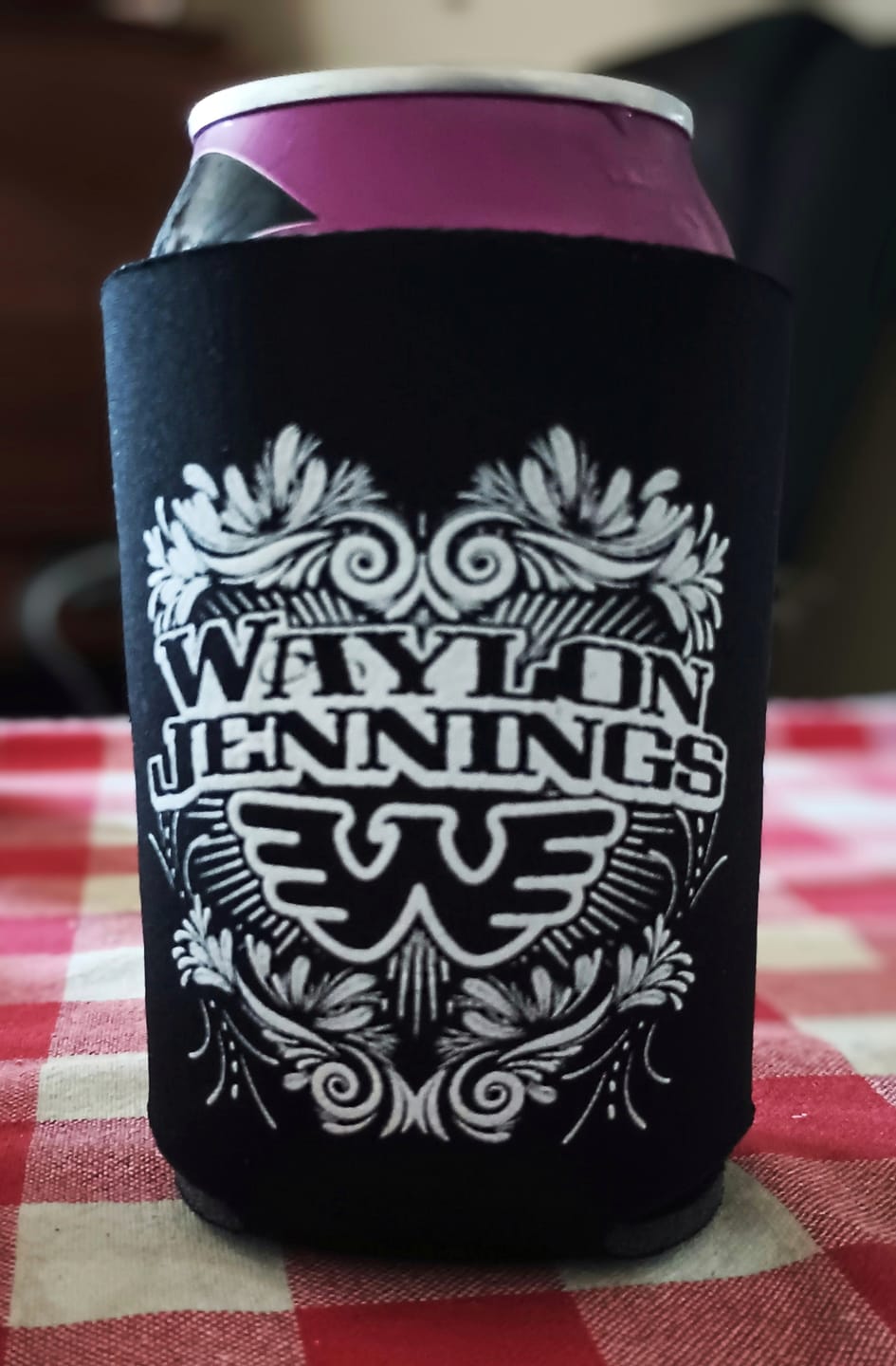 Customer photo review of Waylon Jennings Flying W Collapsible Koozie