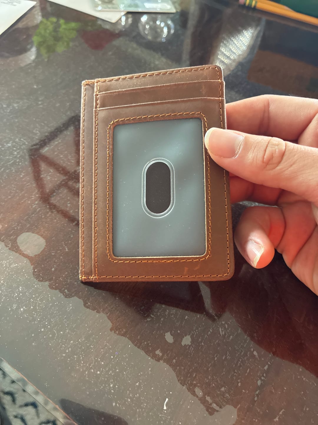 Customer photo review of 80Eighty® Cognac Leather Wallet