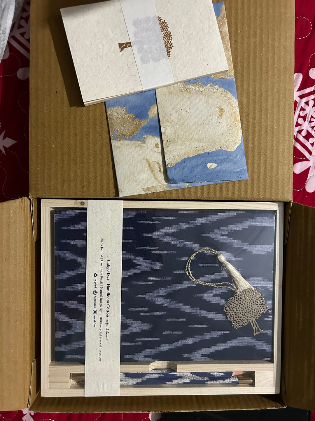Customer photo review of Journal Indigo & Pencil Set - Ikat Design Large