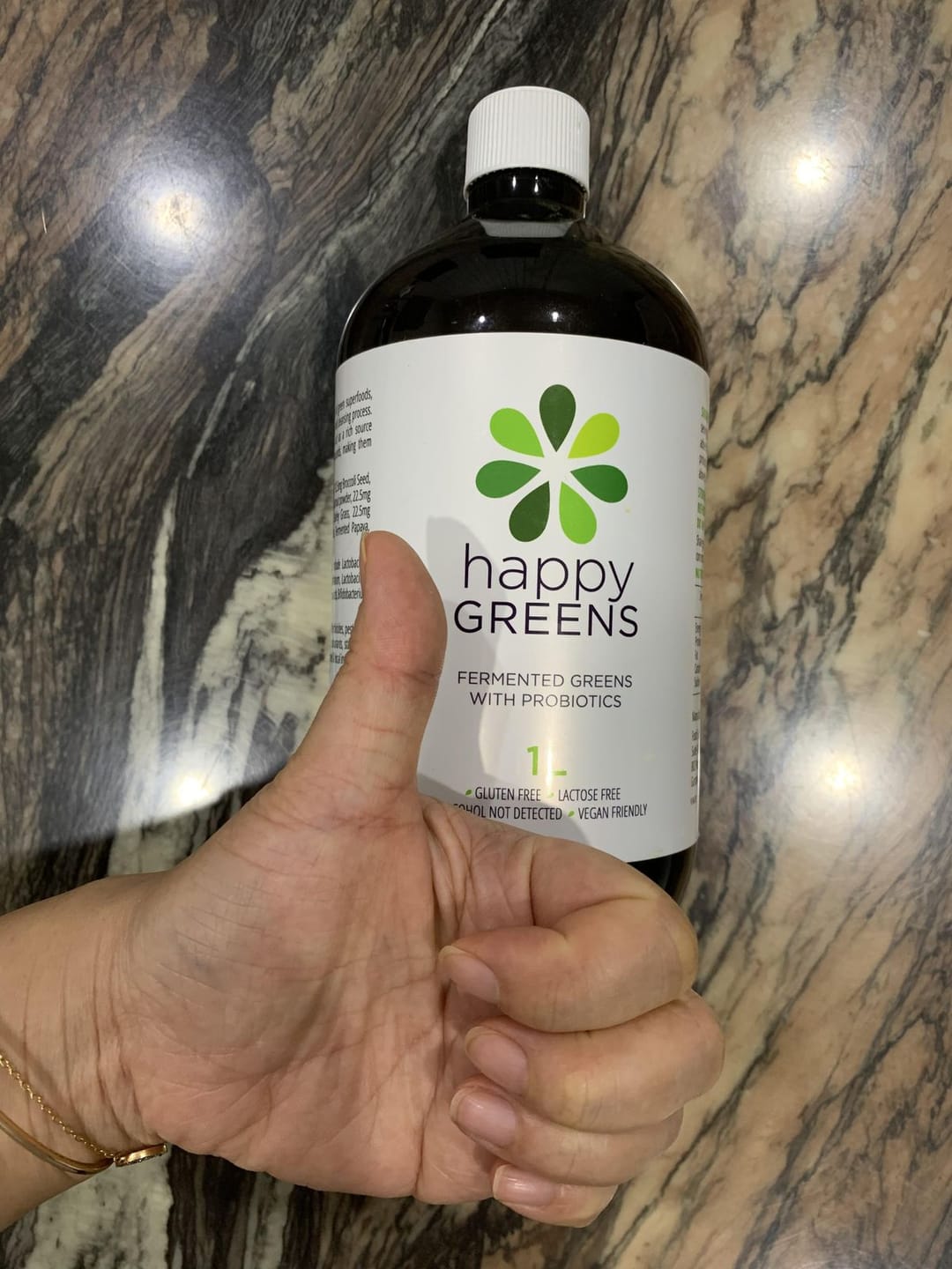 Customer photo review of Liquid Probiotics and Green Food Supplements - Happy Greens