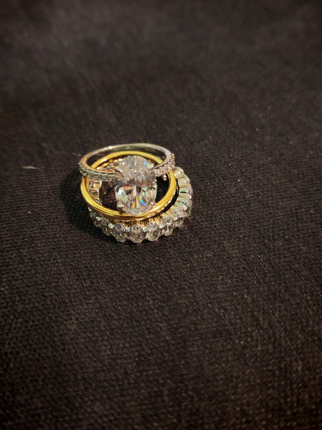 Customer photo review of S925 3PC 4.0Ct Oval Cut Wedding Ring Set Travel Ring For Her With Two Classic Wedding Bands