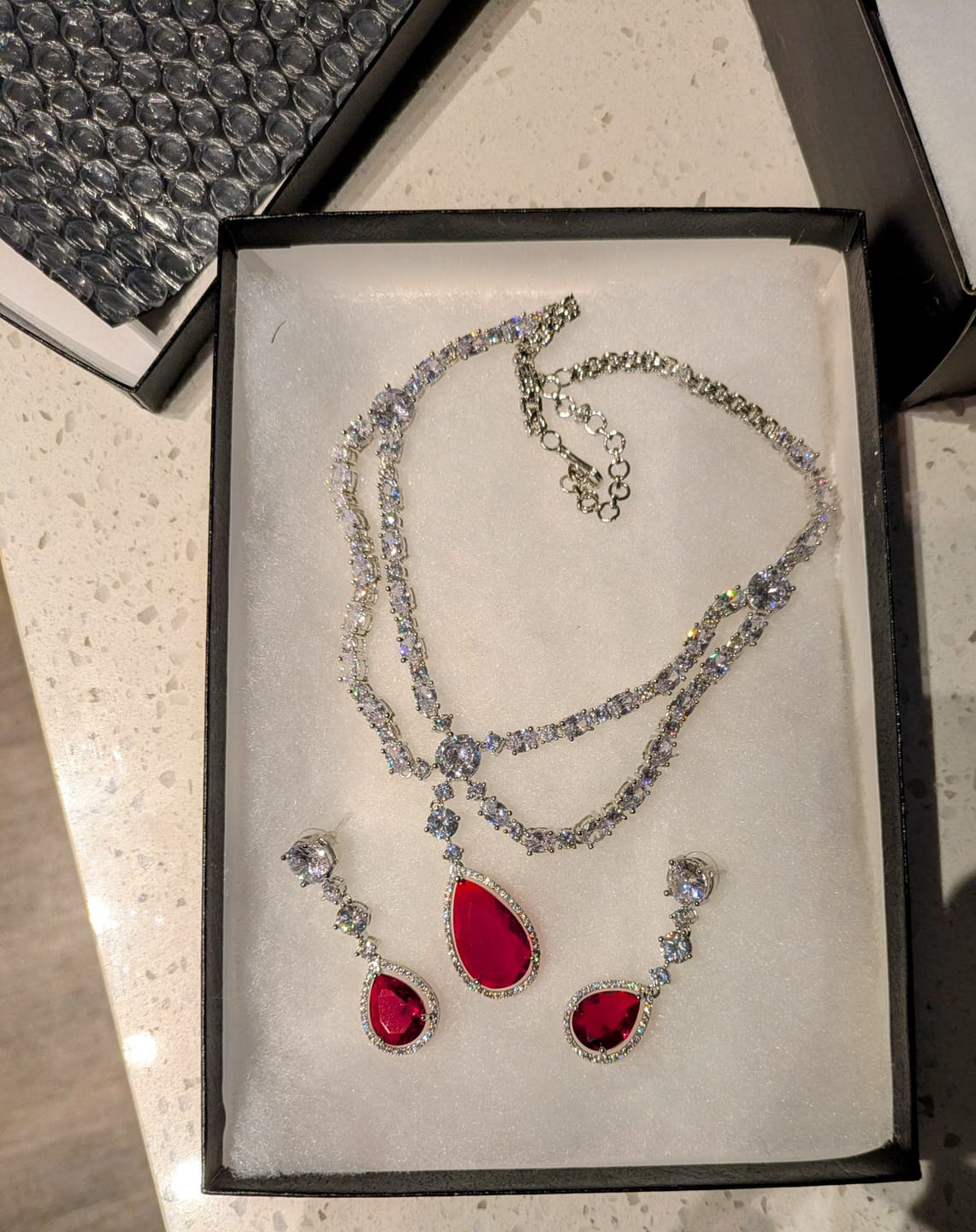 Customer photo review of Nira - Double Layered AD Necklace Set