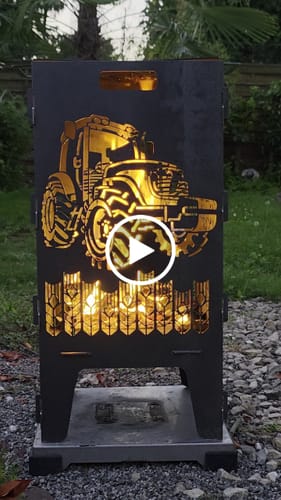 Customer video review of Feuertonne mit Grillrost - Traktor Motiv