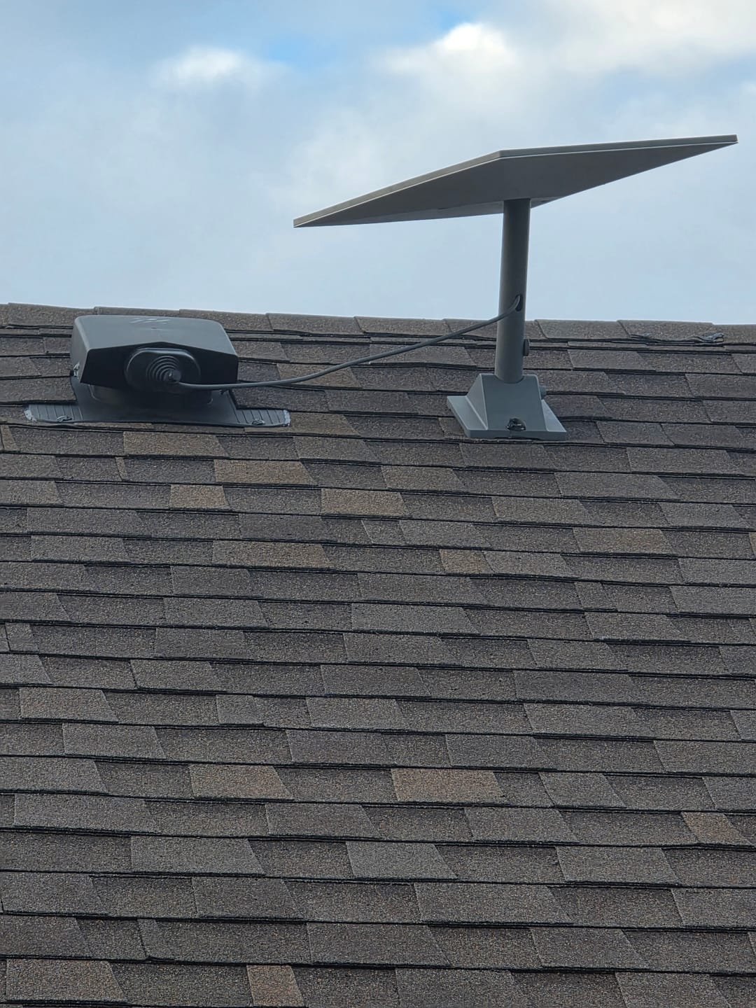 Customer photo review of Cable Roof Penetration – Shingle Installation