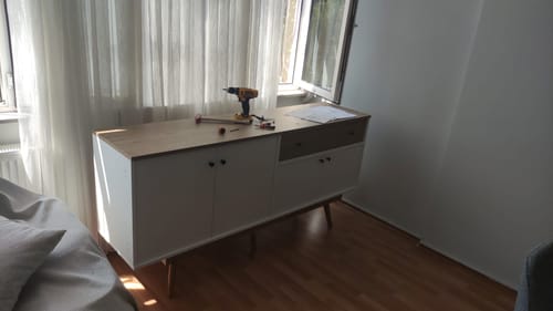 Customer photo review of Rani GD110 Modern Ayaklı Çekmeceli Kapaklı Konsol Beyaz - Sepet Ceviz