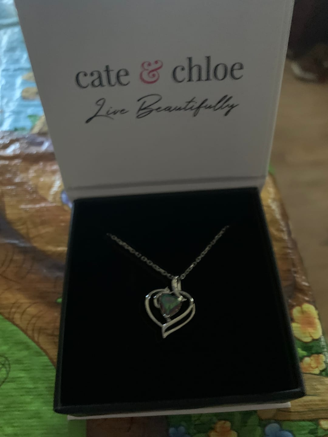Customer photo review of Regina 18k White Gold Plated Blue Heart Necklace with Swarovski Crystals