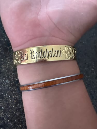 Customer photo review of Hali'a Heirloom Personalized Bangle