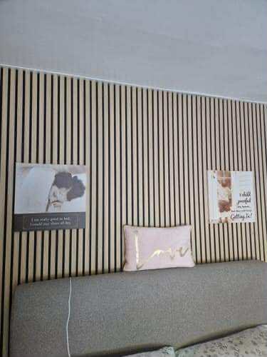 Customer photo review of Natural Oak Wall Panel | Luxury 3-Sided Wood Veneer