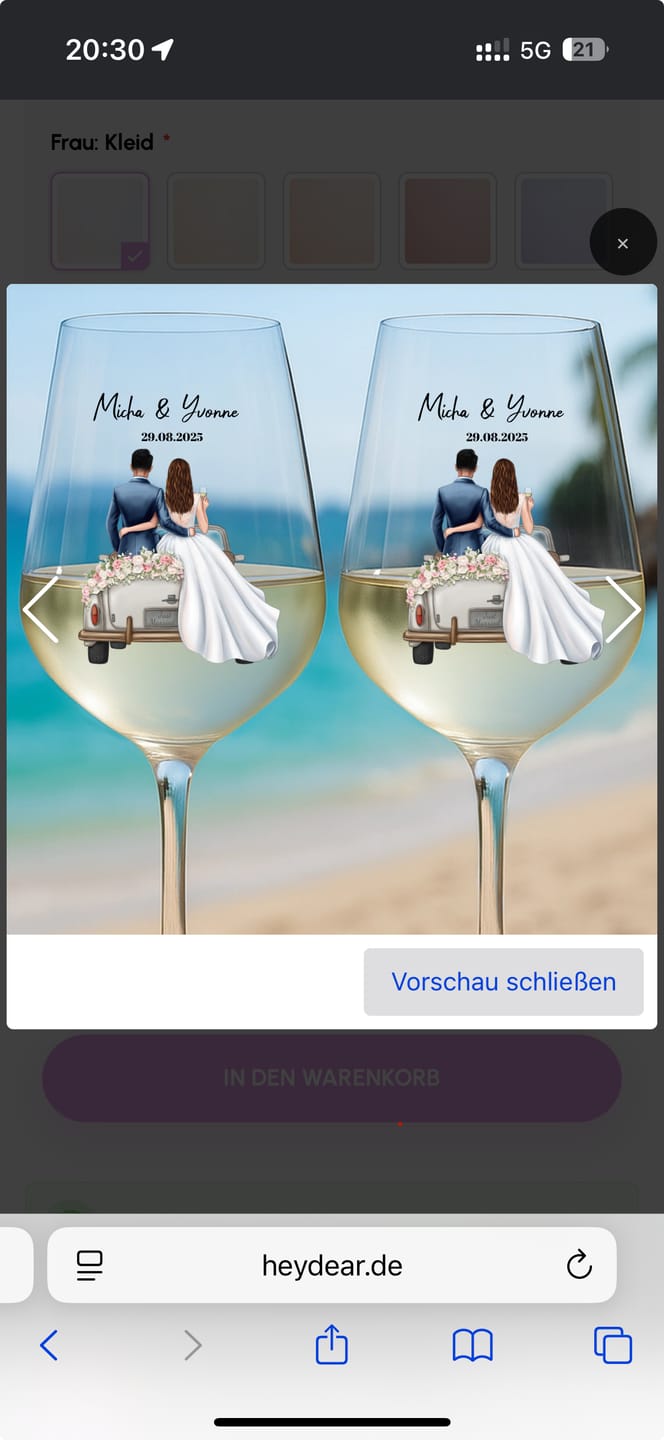 Customer photo review of Brautpaar - Personalisiertes Weinglas
