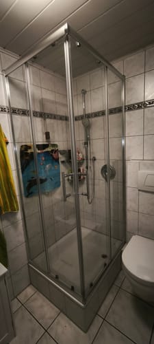 Customer photo review of SONNI Duschkabine Eckeinstieg Schiebetür ohne Duschtasse Ablaufgarnitur 70-120cm Höhe 185cm/195cm