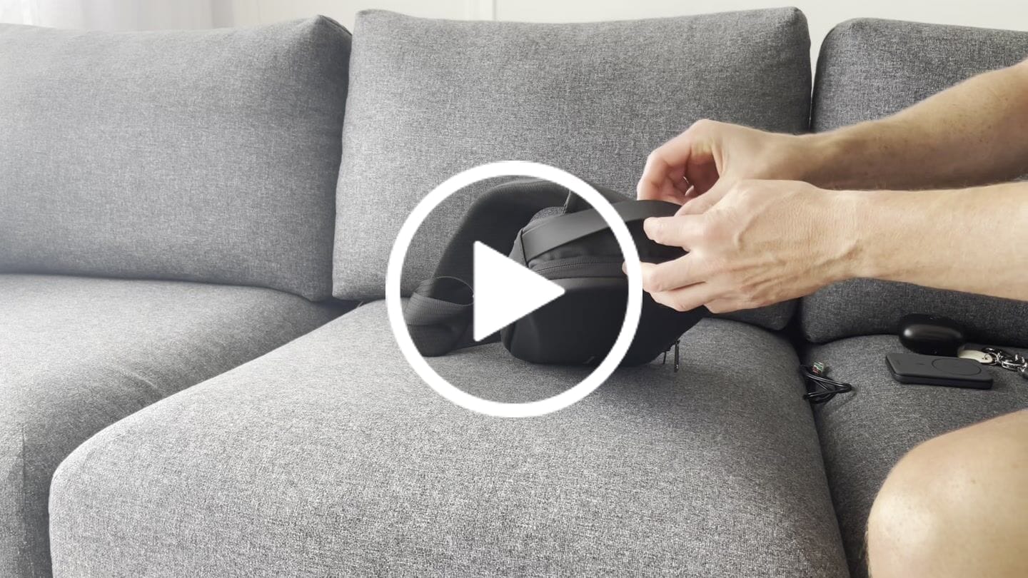 Customer video review of The Ratio Arc Mini: MarkRyden First Kickstarter campaign - Hard-shell Waterproof Crossbody Bag